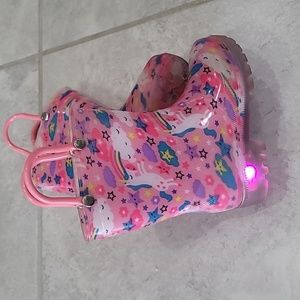 Pink Unicorn Lightup Rainboots Size 6 Toddler Girls
